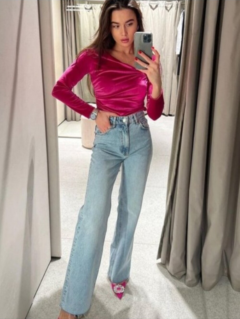 Zara Barbie Pink Velvet Bodysuit